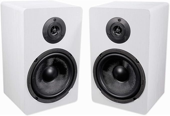 Rockville 2 RockShelf 68W 400w White 6.5" Home Theater Bookshelf Speakers/8 Ohm