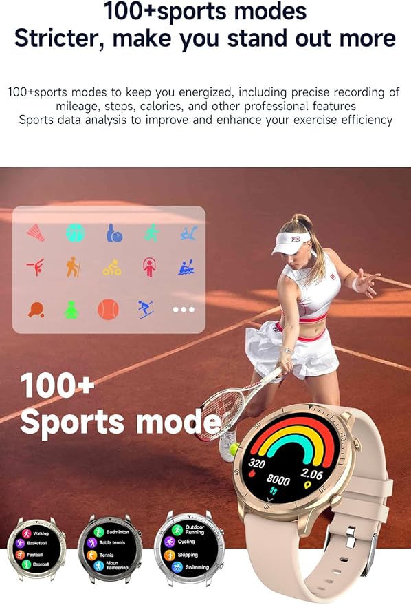 Smart Watch for Men Women (Answer/Make Calls), 1.46" IPS HD Screen, Fitness Tracker, 100+ Sport Modes, Blood Oxygen/Sleep/Heart Rate Monitor, IP67 Waterproof, Smartwatch for Android iOS, Black