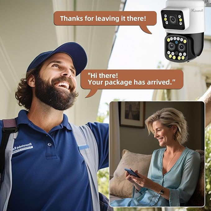 6X Optical Zoom WiFi Outdoor Security Camera, 4MP PTZ Camera for Home, 2.4GHz Wireless Surveillance Camara with Mobile App/PC Access, Dual Display, Motion Tracking, SD/Cloud, 24/7，360° View