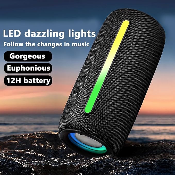 Portable Wireless Bluetooth Speaker: IPX6 Waterproof Audio,fm Radio,Loud USB/TF/AUX Play,LEDlights,TWS interconnected Stereo,Outdoor/Travel/Camping/Riding/Family/Party (red)