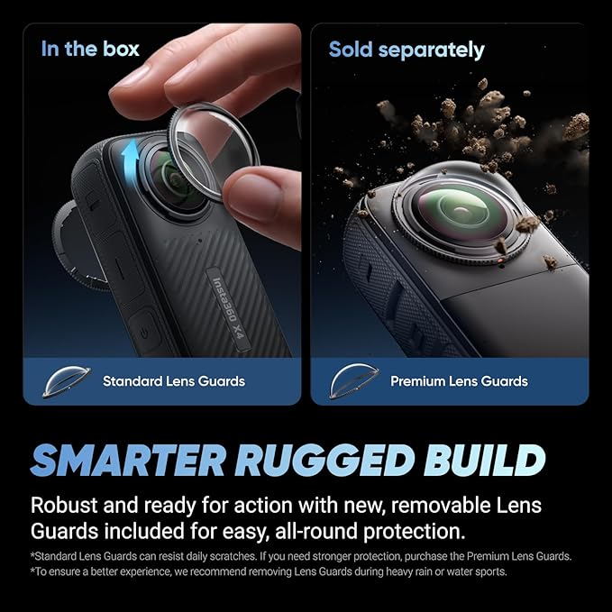 Insta360 X4 Adventure Bundle - Waterproof 8K 360 Action Camera, 4K Wide-Angle Video, Invisible Selfie Stick Effect, Removable Lens Guards, 135 Min Battery Life, AI Editing, Stabilization