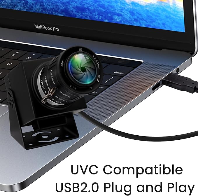 USB Camera 48MP Webcam 8K Ultra HD USB Webcam 3.6-10mm 3X Manual Zoom Lens for Computer Lightburn Close up Cam for Laser Engraver Plug and Play for Document Scanning Face Recognition