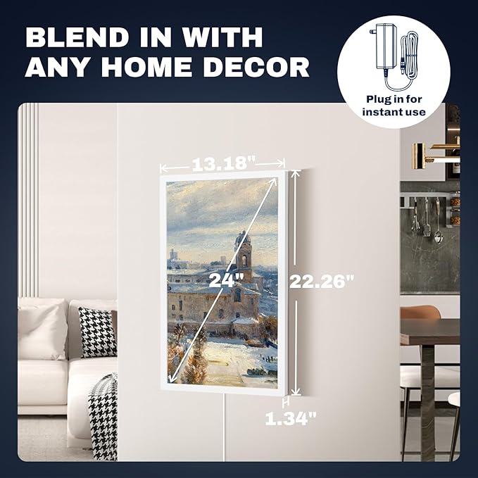 Large Digital Picture Frame 24 inch, 1920x1080 FHD IPS WiFi Digital Photo Frame with Remote, 32GB Storage, Auto-Rotate, Instantly Share Photo/Video via Apps/Email, USB/Mirco SD, White