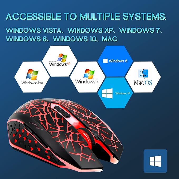 VEGCOO C12 Wireless Gaming Mouse,Rechargeable Mice Silent Click Cordless Mouse with 6 Buttons PC Gaming Mice Advanced Technology with 2.4GHZ Up to 2400DPI for PC Laptop (Red)