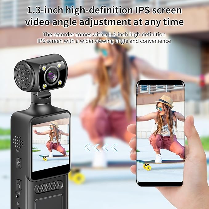 Mini Body Clip Camera with Audio and Video Recording FHD Mini Handheld Body Worn Cam Portable Small Personal Camcorder Sport Action Outdoor Video Recorder （64G Card Included）