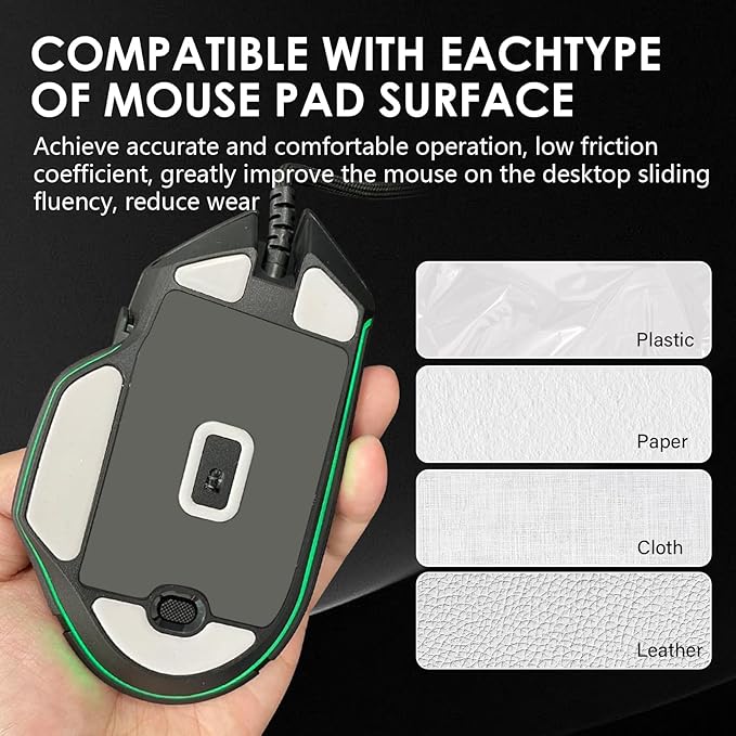 2 Pack V3 Wired Gaming Mouse Feet Sliding Stickers, Mice Glass Skates Pad, Replacement Glide Stickers for Smooth Control and Precision on Any Gaming Surface (Glide Mice Skates, White PTFE)