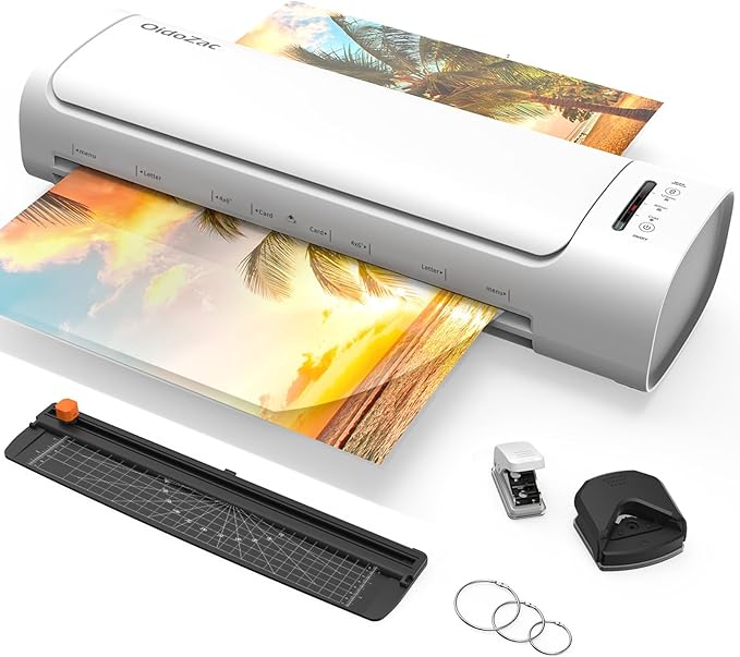 Laminator Machine 13 Inch, 60s Quick Warm-Up Never Jam Laminating Machine with 52 Laminating Sheets, 9 in 1 A3 Thermal Machine Hot & Cold with Paper Trimmer Corner Rounder for Office School Home Use