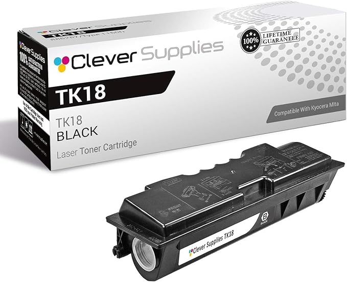 CS Replacement Toner Cartridge Compatible with Kyocera-Mita TK18 Black CS-1820, FS-1020D, KM-1500, KM-1818, FS-1018MFP, FS-1118MFP, KM-1815, KM-1820 Black