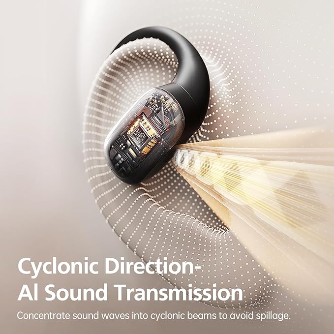 Open Ear Headphones with 35 Hours Playtime, True Wireless Air Conduction Earbuds Featuring Ear Hooks, Bluetooth 5.3, IPX6 Waterproof Design, Comfortable and Secure Fit for Sports - Black