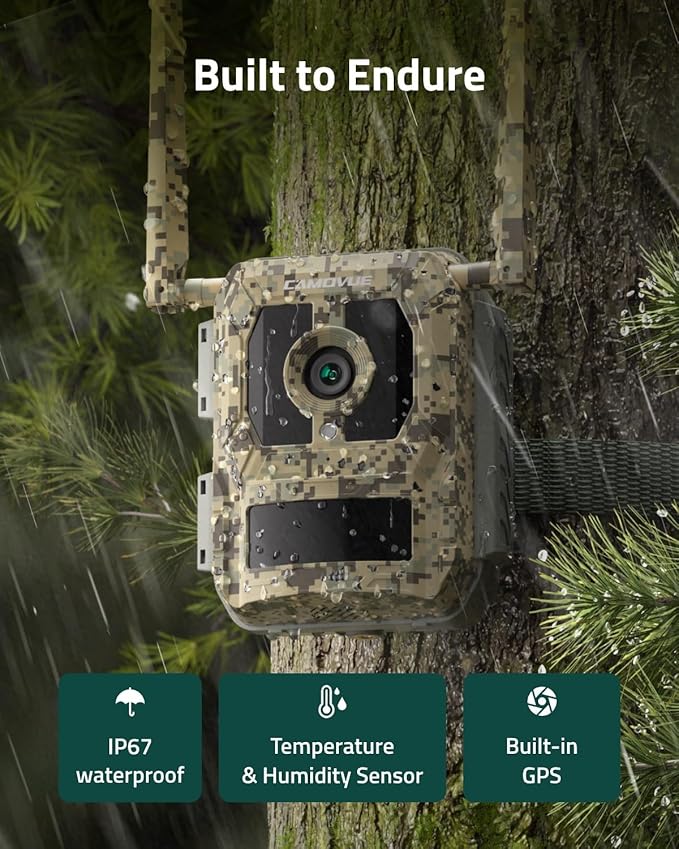 True 4K 4G LTE Cellular Hunting Camera Outdoor with Battery Pack, 0.2s Trigger Speed, Game or Trail Camera with GPS, Non-Glow IR Night Vision, SIM Card, Motion Capture, Talon Pro+BP-10