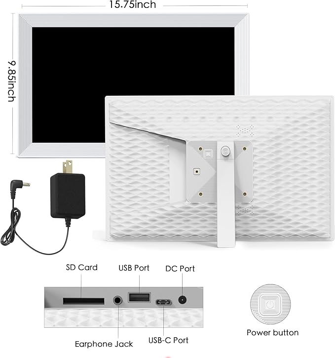 Digital Picture Frame, Frameo 15.6 inch Large Digital Photo Frame WiFi, 1920*1080 IPS FHD Touchscreen, 32GB Storage, Instant Share Pictures Video, Photo Frame Electronic, House Warming, Gift for Mom