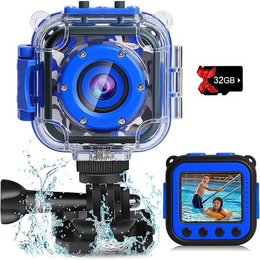 PROGRACE Kids Waterproof Camera for Boy Toys -Waterproof Digital Camera Underwater Video Cameras for Boys Kids Age 3-14 Year Old Birthday Presents with 32GB Card