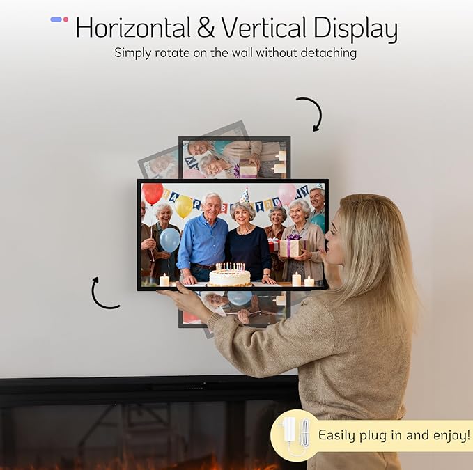 NexFoto 32 Inch Touchscreen Large Digital Picture Frame, 64GB FHD WiFi Digital Photo Frame, Add Photos from Google Photos, Easy to Share Videos, Send Greeting, Gifts for Housewarming, Black