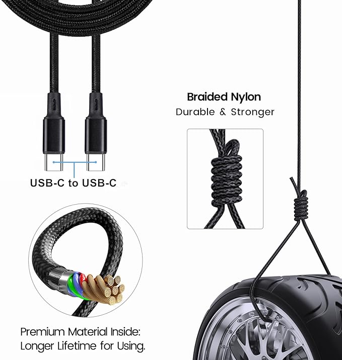 PD 30W USB C Fast Charger Compatible with Meta Quest 3 3S - Dual Port USB + Type C Adapter with 6.6ft C to C Charging Cable for Oculus Quest 2 VR Headset
