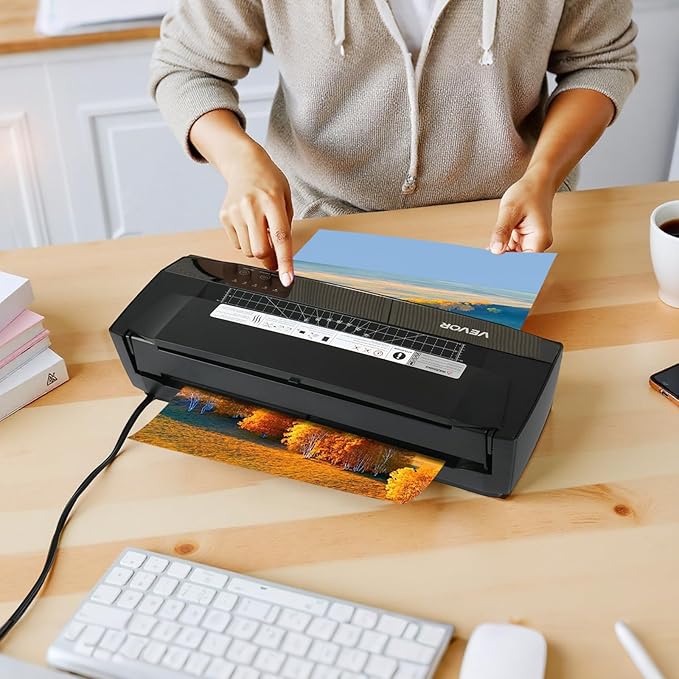 VEVOR Laminator Machine, Cold and Hot Laminator for Max A3 Paper Size, 1 min Quick Warm Portable Laminator, 3-10 mil Thickness, Ideal for Home, Office, Business, or School Supplies, Black