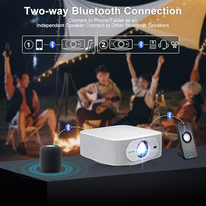 [Netflix Licensed] Smart Projector with Built-in Apps, Wifi Bluetooth, 1080P Native 4K Mini Projector, 400 ANSI Lumen, Auto Keystone/Electric Focus, Android 13 NTV, Outdoor Movie Projector, by Salange