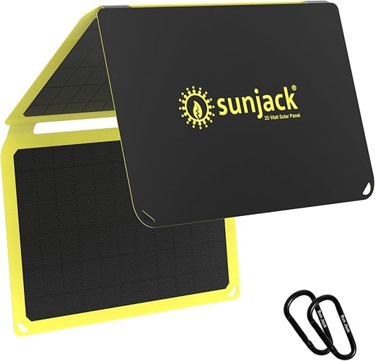 SunJack – 25 Watt Foldable Solar Panel, ETFE Monocrystalline Portable Solar Panel with USB-C and USB-A, IP67 Waterproof Solar Panels for Camping, Backpacking, Hiking and Travel