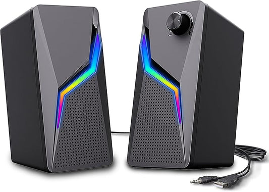 ROSON Computer Speakers, PC Gaming Speakers with Enhanced Bass and Volume Control, Stereo 2.0 USB Powered 3.5mm Aux Multimedia Speakers for Laptop/Desktop/Tablets/Phone
