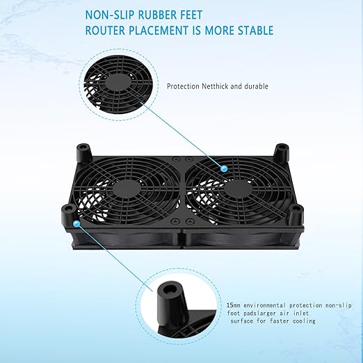 VTRETU Cooling Fan, Dual 120mm Fan for Router Rack DIY Audio Video Network Cabinet Server Cooling Project and Equipment Workstation Xbox PS5 Cooling Accessories 240 * 120 * 25mm