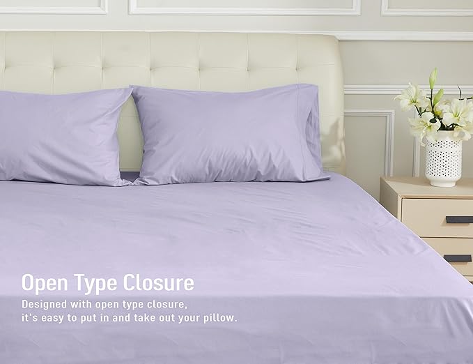 sunflower King Pillowcases Set of 2, 100% Cotton King Size Pillow Cases 2, 20×40 inches Lavender Aura, Soft and Breathable