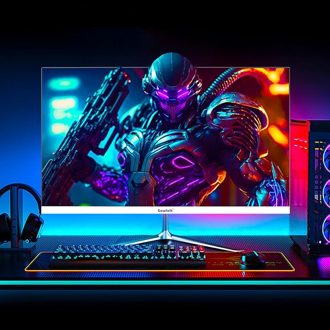 Gaming Monitor 24.5 Inch 200Hz Built-in Speakers, 180hz PC Monitor FHD 1080P Frameless Computer Monitors, VA,sRGB 100%, DisplayPort, HDMI, Eye Care, Wall Mount Compatible (White)
