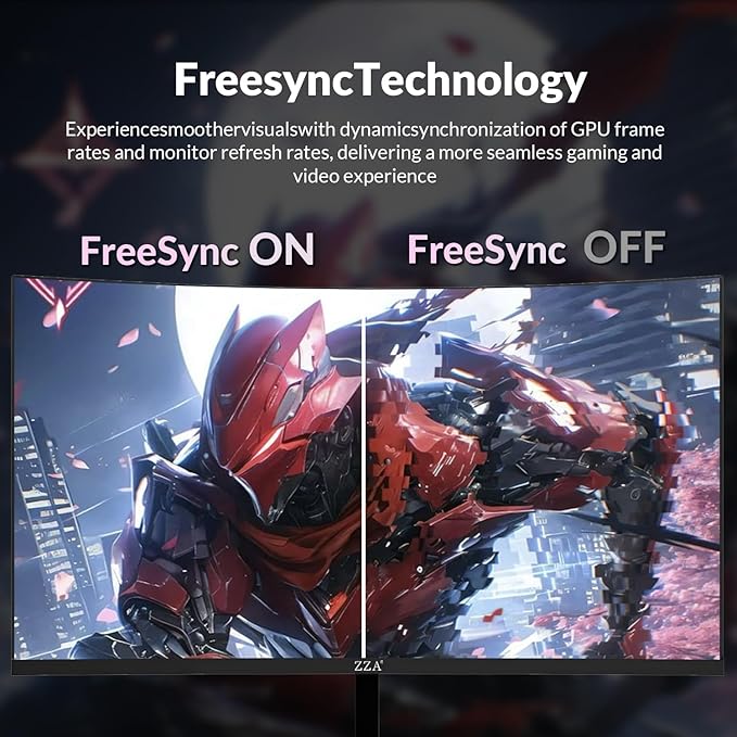 ZZA 24 Inch Curved Monitor, FHD 1920×1080P 200Hz, 120% sRGB, Ultra-Thin Bezel Design, Low Blue Light & Flicker-Free, Computer Monitor for Home, Office, Gaming (HDMI, VGA)-Black