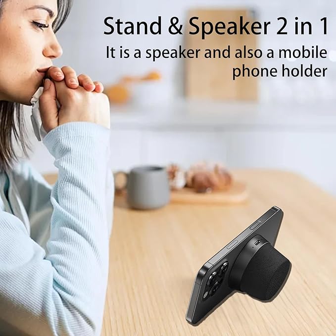 Portable Bluetooth Sound, Magnetic Portable Wireless Speaker, IPX6 Waterproof Small Bluetooth Speaker, Outdoor Magnetic Phone Holder, Small Outdoor Wireless Sound (Elegant Black)