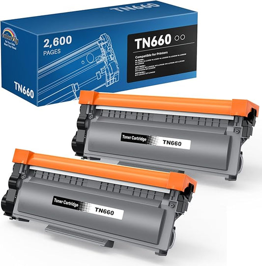 TN660 Toner Cartridge Replacement for Brother TN 660 TN-660 TN630 TN-630 Compatible with HL-L2300D HL-L2305W HL-L2320D HL-L2340DW HL-L2360DW HL-L2380DW DCP-L2540DW Printer(2 Pack, Black)