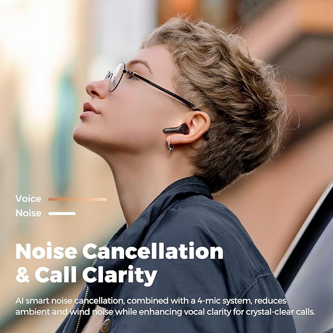 SoundPEATS Air5 Lite Wireless Earbuds with Hi Res Audio, Bluetooth 5.4 Semi in Ear Earphones, 13mm Drivers, LDAC Codec, ENC Noise Cancelling Headphones for Calls, Stereo Sound, 30 Hrs Fast Charge