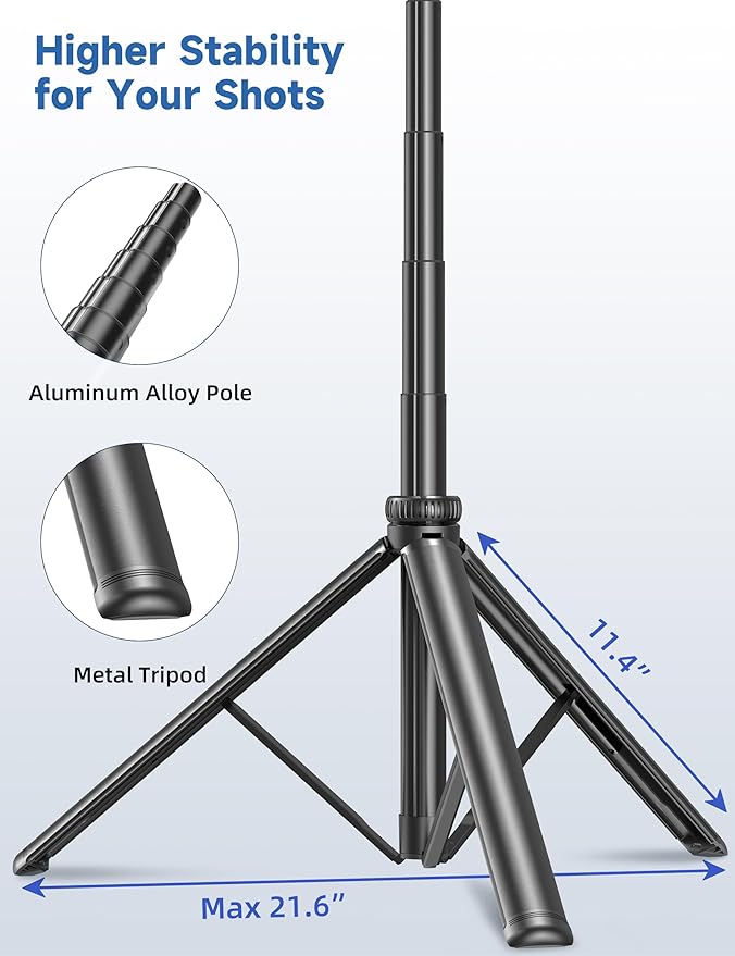 75" Phone Tripod, Selfie Stick with Remote and Phone Holder, Extendable Tripod for iPhone, Aluminum Cellphone TripodStand 360° Rotation Travel Tripods Compatible with iPhone Android, GoPro