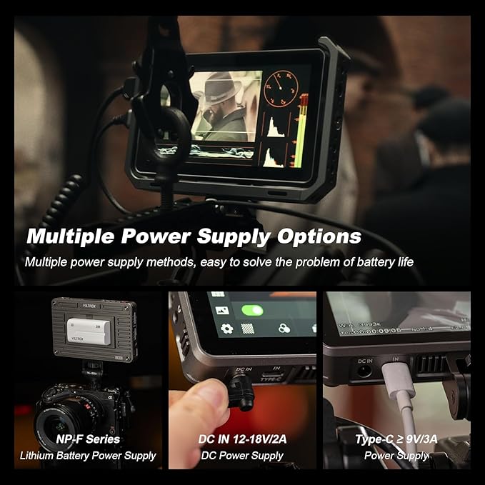 VILTROX DC-X2 6" Camera Field Monitors DCX2 for DSLR Touchscreen External Monitor 4k 2000nits X2 Monitor for Sony Canon Nikon 3D LUT 1920x1080 IPS with Sunshield 2200 MAh Battery