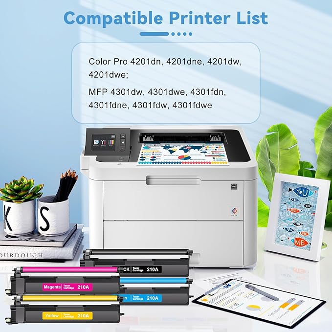 210A Toner Cartridge Compatible for HP 210A 210 210X Toner Cartridges Replacement for HP Color Laser Jet Pro MFP 4301fdn Pro 4201dw 4201dn W2100X W2100A Printer Black Cyan Magenta Yellow 4 Pack