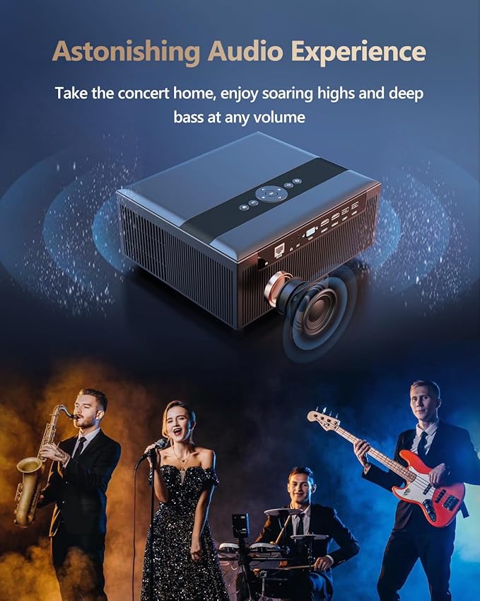 4K Smart Projector 5G WIFI,Native 1080P Ultra HD Home Theater Projector with Android TV Bluetooth WLAN,800ANSI High Brightness Outdoor Movie Projector for iPhone,Support Netflix,Prime Video,YouTube