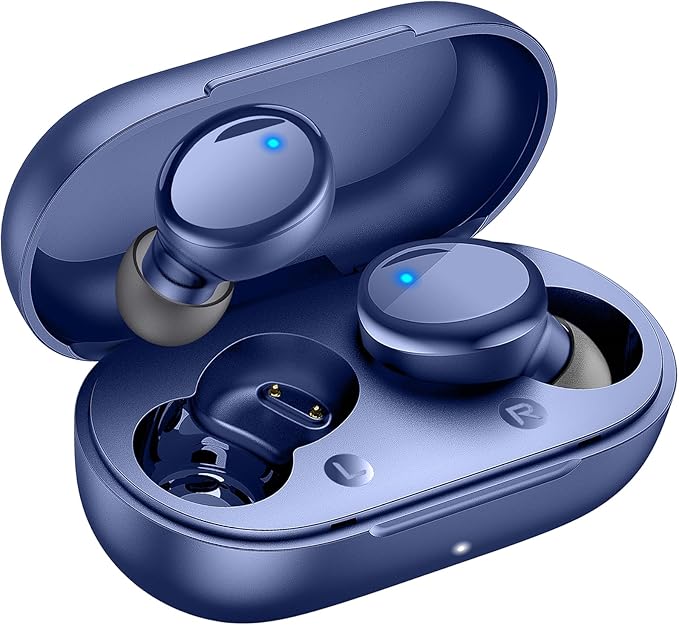 Lanteso True Wireless Bluetooth 5.3 Earbuds, 48H Playtime,Light Weight Headphones in Ear Buds Built in Mic Headset Premium Sound with Deep Bass,Clear Calls Earphones for Sports Workou Blue