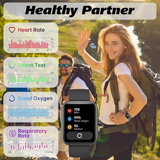 Smart Watch for Men Women with Bluetooth Call,Alexa Built-in Smartwatch,1.8" DIY Dial Fitness Watch with 100+ Sport Mode,IP68 Waterproof Watch Compatible with Android iOS