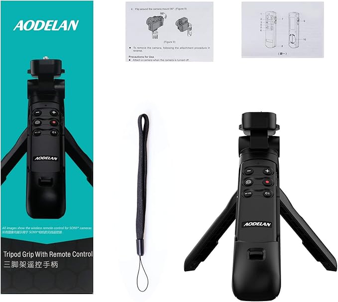 Wireless Vlogging Tripod Grip with Remote Shutter & Zoom Control for Sony ZV-1, A7 III, A6600, ZV-E10, A6400, A6100, A7R IV, ZV-1F, A7R III, A9 II – GP-VPT2BT Replacement for Travel & Self Recording
