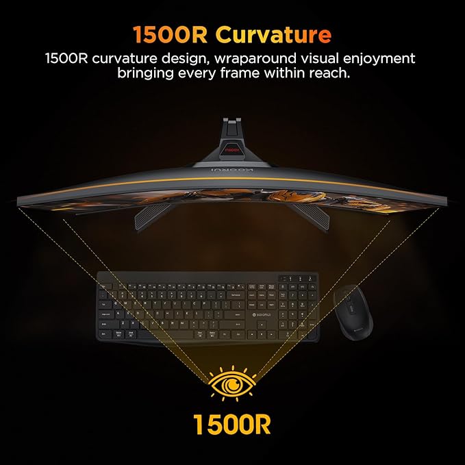 KOORUI 25 Inch Curved Gaming Monitor 240Hz FHD 1080P Computer Monitor, 1500R 1ms GTG Display, Adaptive Sync, 90% DCI-P3,HDR, Eye Care, Tilt Adjustable, VESA 75x75mm, Black,G2511XC