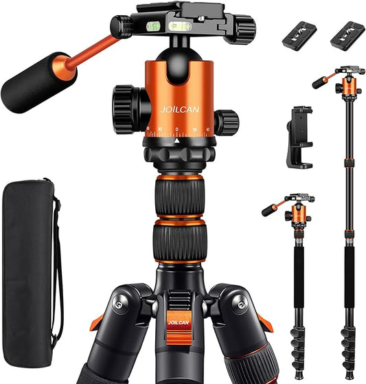 Camera Tripod, 83" Heavy Duty Aluminum Tripod for DSLR/Camera/Smartphone - with Handle, Converts to Monopod, Holds 35lbs