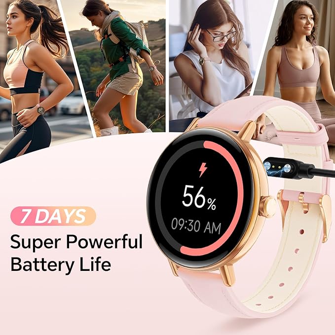 Smart Watches for Womem,1.27" HD Fitness Tracker Answer/Make Call, Heart Rate/Sleep/SpO2，Round Smart Watch for iPhone/Samsung/Android,IP68 Waterproof，110+ Sport Mode-Pink(2 Bands)