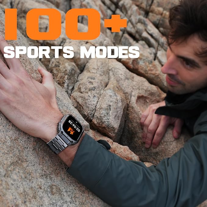 Smart Watch,100M Waterproof Rugged Military Smartwatch with Bluetooth Call(Answer/Dial Calls) 2-inch Utral Large HD Display 70 Days Extra Long Battery Life,100+ Sports Modes Fitness Tracker