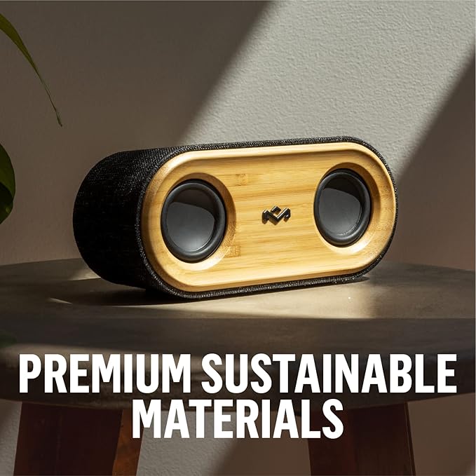 House of Marley Get Together 2 Mini: Portable Speaker with Wireless Bluetooth Connectivity, 15 Hours of Playtime and Sustainable Materials, Signature Black