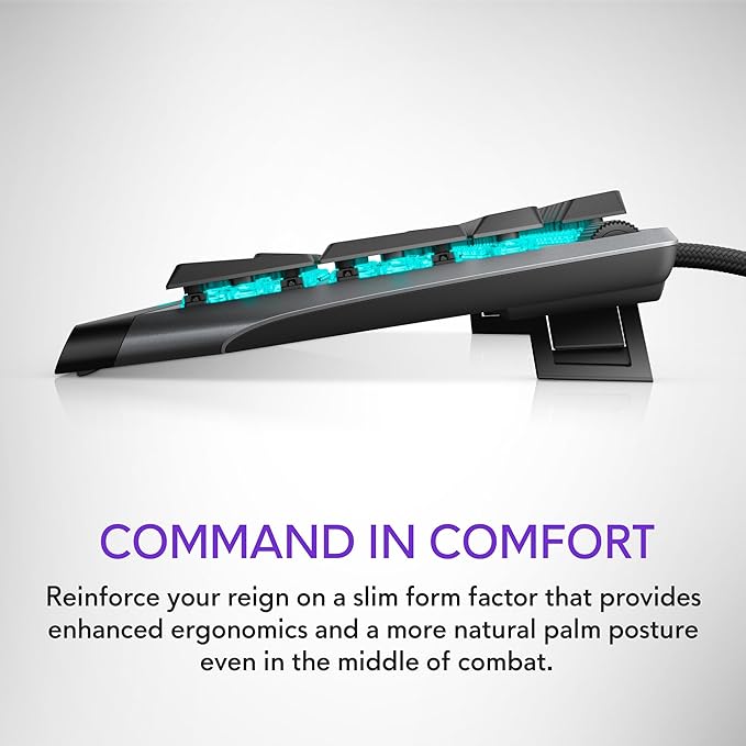 Alienware Low-Profile RGB Gaming Keyboard AW510K, AlienFx Per Key RGB LED Color Backlighting, Media CONTROLS & USB Passthrough, Cherry MX Low Profile Red Switches