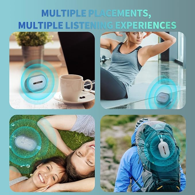 SOWO Wireless Portable Small Speaker, Ultra Magnetic Bluetooth Speaker for Golf Cart, Coverless IP67 Waterproof, 24 H Playtime, Pro Sound, Clip Hanging Design for Outdoor, Indoor - Blue