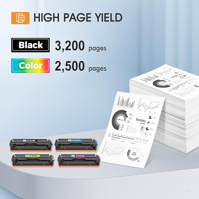 218X 218A Toner Cartridges 4 Pack High Yield 3301fdw 3201dw with Chip Compatible Replacement for HP 218X 218A Color Laserjet Pro MFP 3301cdw 3301sdw Printer Ink Set W2180X (Black Cyan Yellow Magenta)
