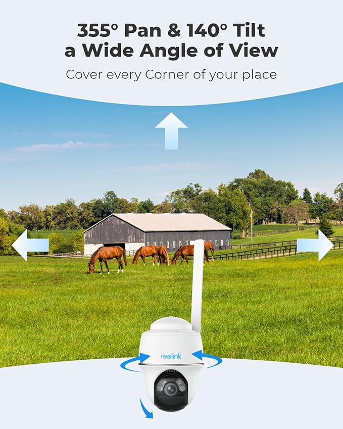 REOLINK 5MP 4G LTE Cellular Security Camera Outdoor, 360° Pan-Tilt, Sim+32GB SD Card Included, Wireless Solar Powered, Color Night Vision, Smart AI Detection, Go PT Plus+Solar Panel, Updated Version