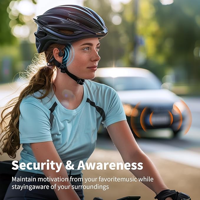 PSIER Bone Conduction Headphones, Open Ear Bluetooth 5.4 Headphones, Bone Conduction Earbuds 10H Playtimes Sports Earphones with Mic, IPX6 Waterproof Earbuds for Hiking, Cycling, Gym, Black