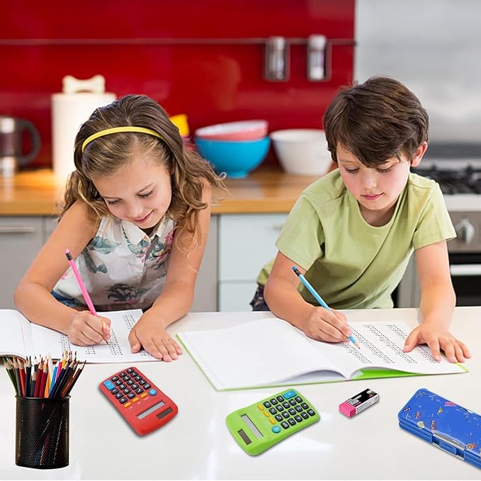 12 Pieces Pocket Calculator,Pocket Size Mini Calculators,8 Digit Display Basic Calculator,Solar Battery Dual Power Desktop Calculators for Students Kids Home Office (Multicolor, 12 Pieces)