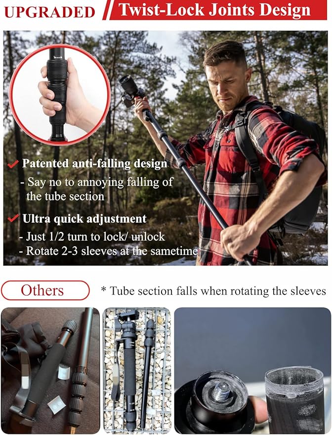 IFOOTAGE Monopod for Camera Cobra 3 A180T, 71" Aluminum Camera Monopod with Feet, Telescopic Video Mono pod Compatible with Sony Canon Nikon DSLR Cameras, Payload 17.64 lbs