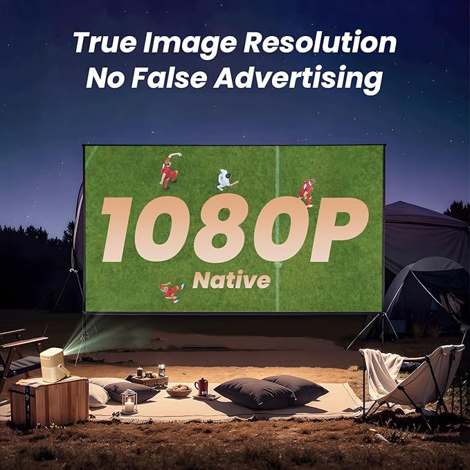 [Sound by JBL & Built-in Battery] Yaber T2 Outdoor Projector with WiFi 6 and Bluetooth, Native 1080P Smart Movie Portable Projector for Inside and Outside, Compatible with TV Dongle (Not included)