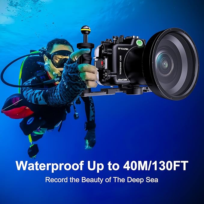 Sea frogs Waterproof Camera Housing Compatible with Sony A7M4 90MM IPX8 40m/130ft Maximum Diving Depth Underwater Camera Case A7 IV for Diving, Surfing, Rowing, Skiing A7-4